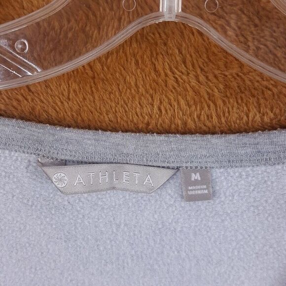 ATHLETA Womens Sweatshirt Medium Gray Pullover Unwind Crop Side Slit Oversized - Picture 2 of 9